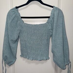 Princess Polly Light Blue Floral Blouse